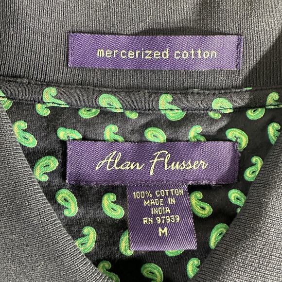 Alan Flusser Polo paisley motif Pattern Green/navy Size Medium - Picture 3 of 8
